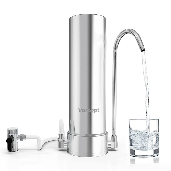 F7 Countertop Water Filter System 5-Stage Stainless Steel Faucet Water Filter for 8000 Gallons, Vortopt - Vortopt