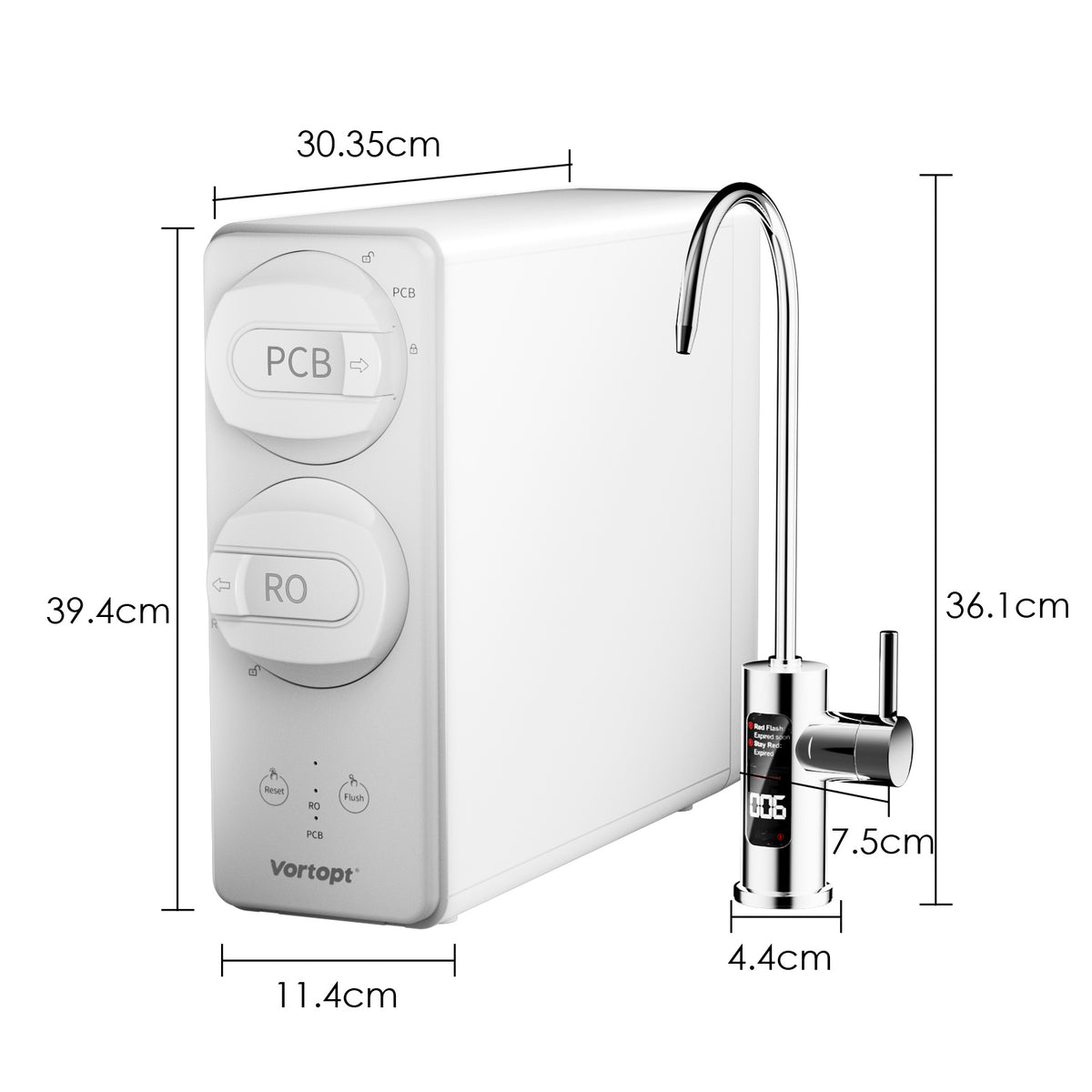 DR3 Reverse Osmosis System, 600 GPD Tankless RO Under Sink Water Filter System with Smart Display Faucet, 3:1 Pure to Drain, Reduces TDS, High Flow ,Vortopt - Vortopt