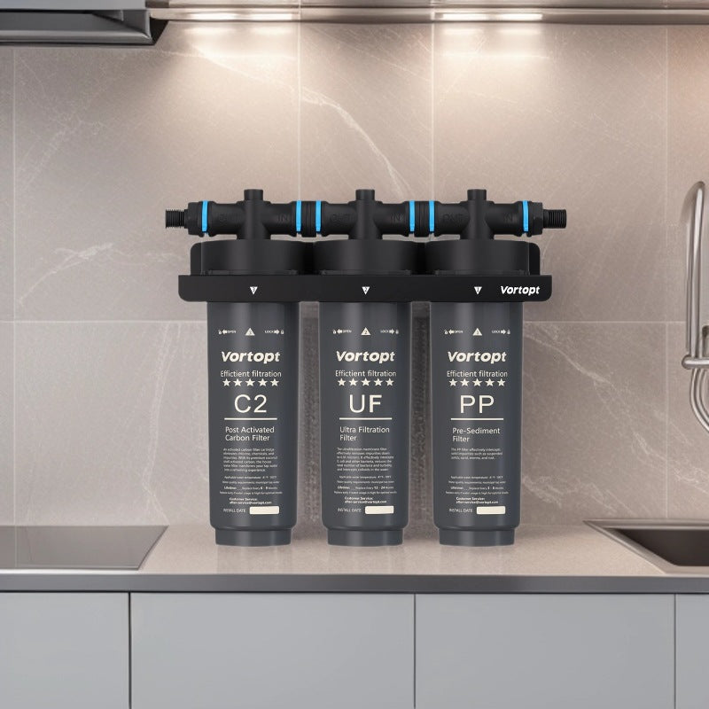 Under Sink Water Filter System,NSF Certificated,3-Stage Filtration,Water Purifier for Kitchen,Reduces PFAS,PFOA/PFOS,Fluoride,Chlorine,Bad Taste & Odo,Drinking Water Filter, Black,F02 3 Filters.