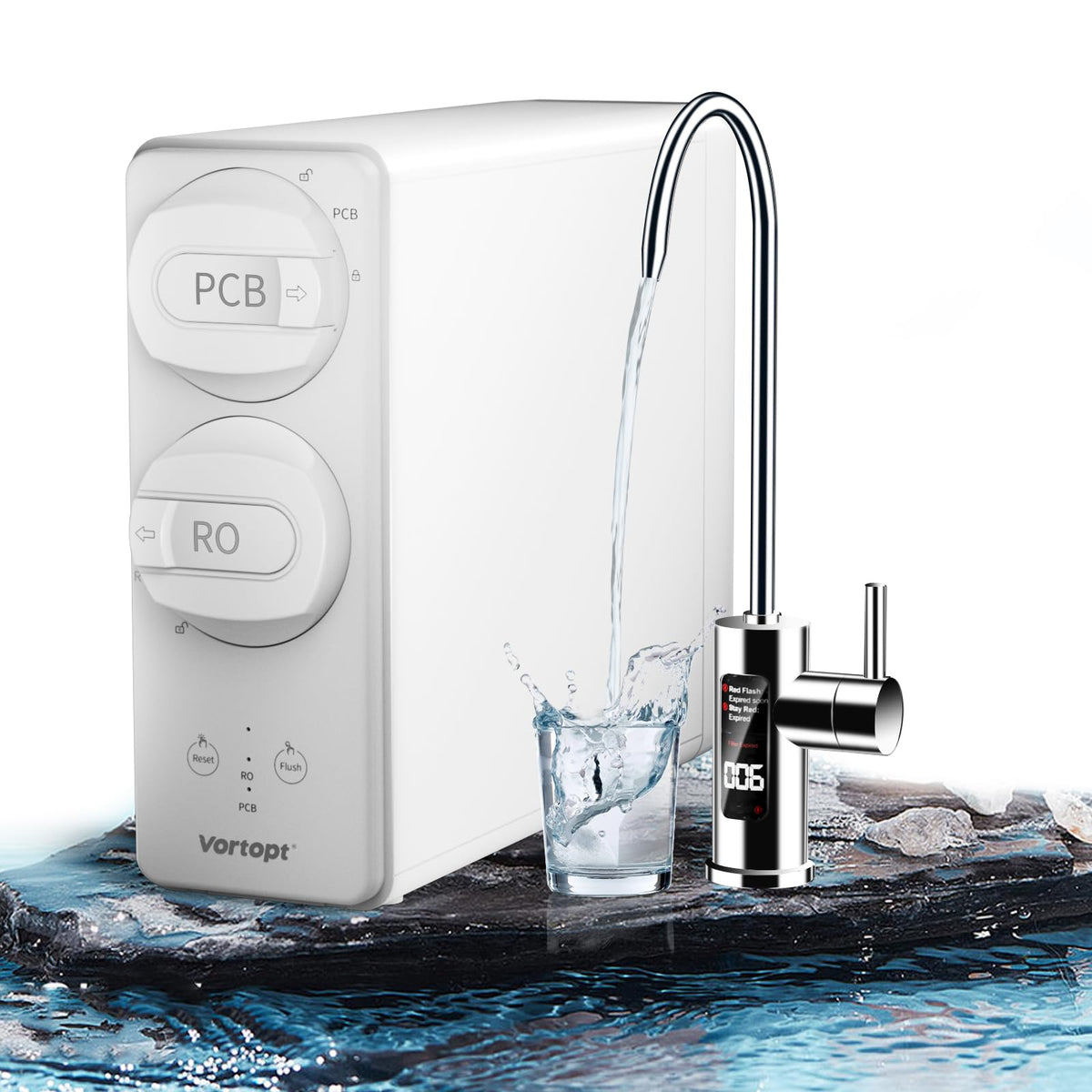 DR3 Reverse Osmosis System, 600 GPD Tankless RO Under Sink Water Filter System with Smart Display Faucet, 3:1 Pure to Drain, Reduces TDS, High Flow ,Vortopt - Vortopt